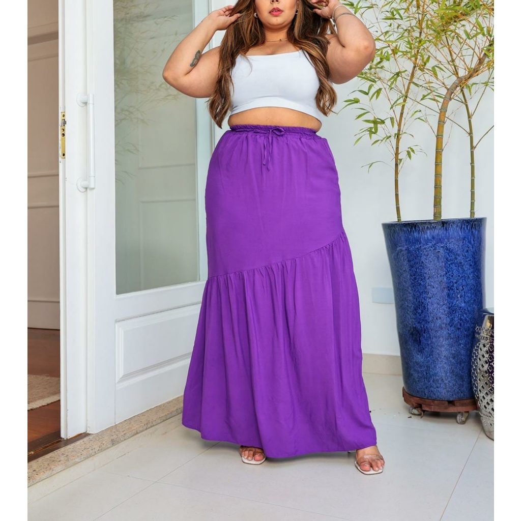 Saia longa de cheap viscose plus size