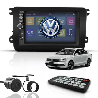 Kit Central Multimídia Mp5 2 Din Bt Espelha Dvd Câm Jetta G7