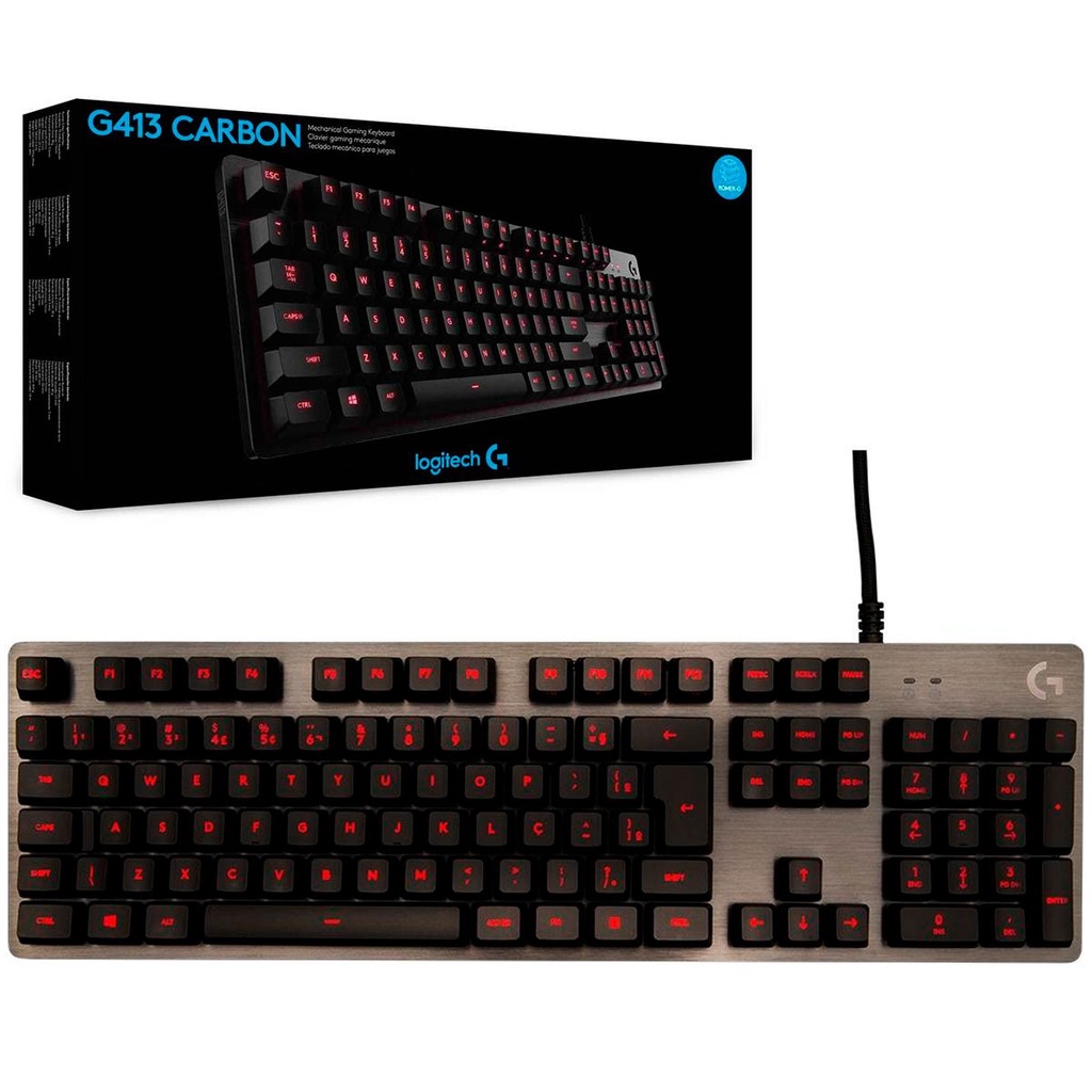 Teclado Mecanico Gamer Logitech G413 Carbon LED Vermelho Switch Romer G Tactile ABNT2 920 009162 Shopee Brasil