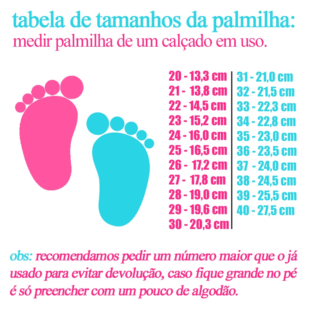 Tamanho do store pé do bebe