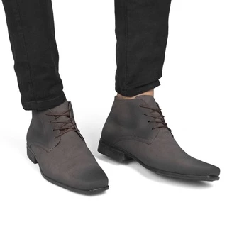 Sapato Social Masculina Bota Cano Curto Com Cadarço Nobuck