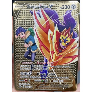 10000ps arceus vmax pokemon cartões de metal espanhol pikachu charizard  vstar dourado limitado crianças presente jogo coleção cartões