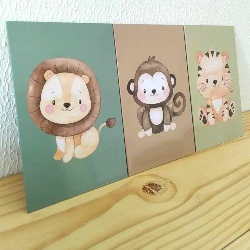 Quadro Quarto Infantil Fazendinha Macaco Prego Filhote