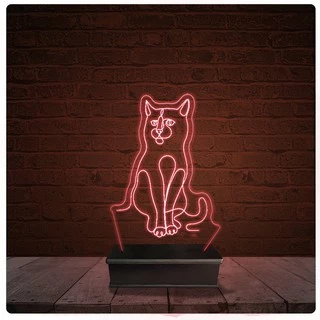 Abajur Luminária Acrílico Led - Gatos Pet shop Veterinaria