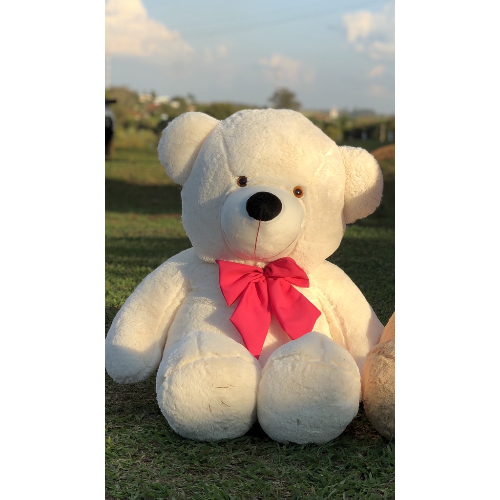 Brinquedo Pelúcia Urso Ted com Suéter Listrado Vermelho e Branco