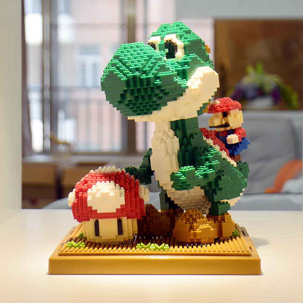 Super Mario Green Yoshi DIY Mini Blocks Building Nano Block LNO Creative Assembling Puzzle