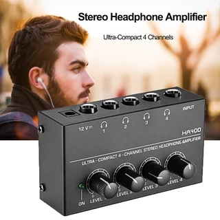 Amplificador De Fone De Ouvido HA400 Ultra-Compact 4 Canais De Áudio Estéreo Amp Com Adaptador Ue/Eua Para Mixer De Música Gravação