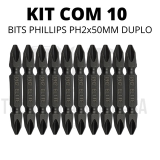 10 Bits Philips Duplo Com Imã PH2 - Usado em Parafusadeiras e Furadeiras
