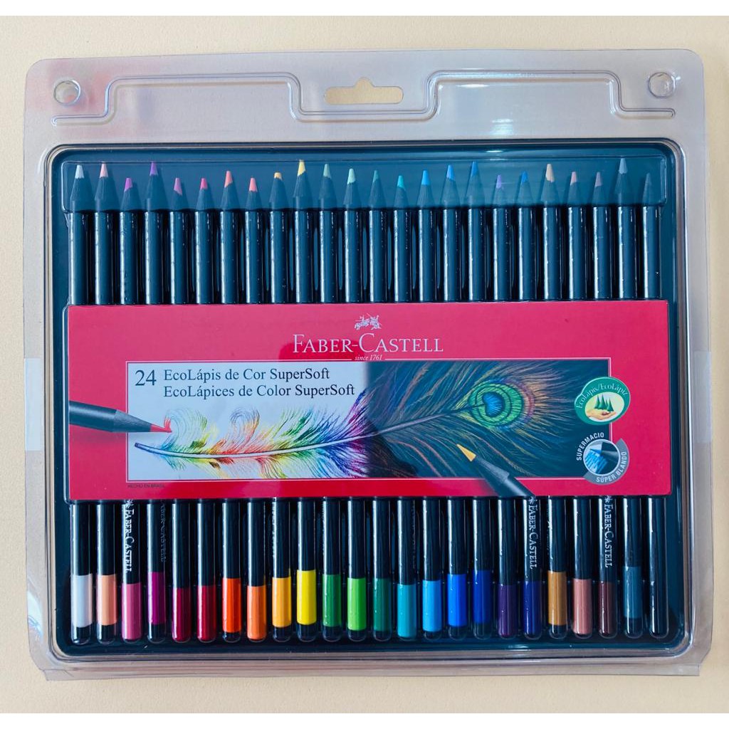 Lápis de cor Faber Castell Super Soft 24 cores | Shopee Brasil