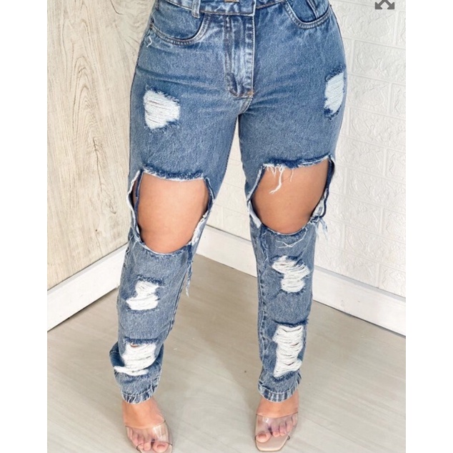 Calça jeans feminina mom hot sale destroyed