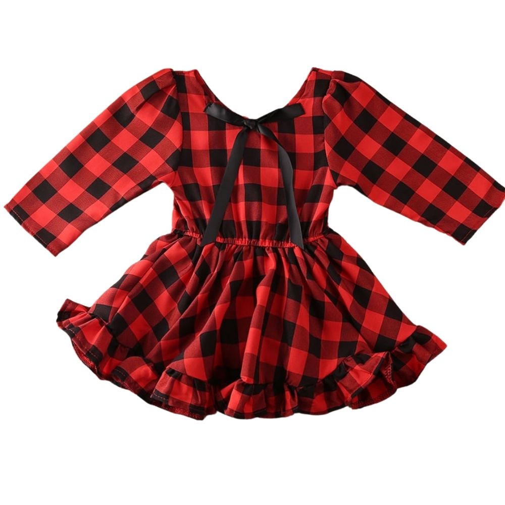 Vestido Infantil Alongado XADREZ VERMELHO - Momi