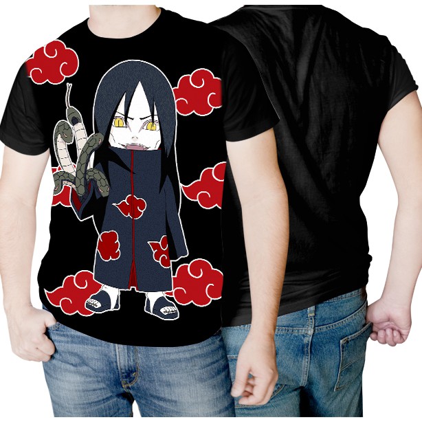 Camisa Camiseta de Anime Naruto Akatsuki Orochimaru Desenho Unissex