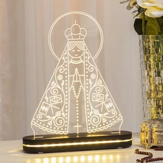Luminária 3d Led Nossa Senhora Aparecida 30cm Abajur