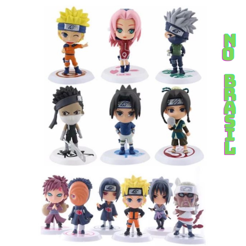 NO BRASIL** 12 bonecos naruto chibi com base 7cm Naruto shippuden