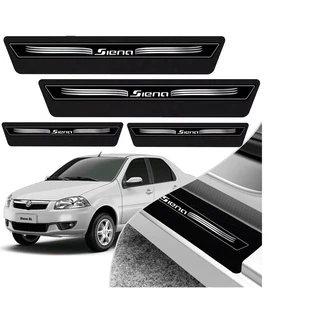Kit 8 Peças Soleira Adesivo Porta Fiat Siena 2002 2003 2004 2005 2006 2007 2008 2009 2010 2011 2012 2013 - Preto Imperdivel