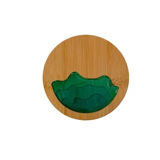 Porta Copo Bambu C/ Resina Suporte Descanso Mesa Bolacha Chopp Apoio Copos Redondo Ou Quadrado 1 Peça