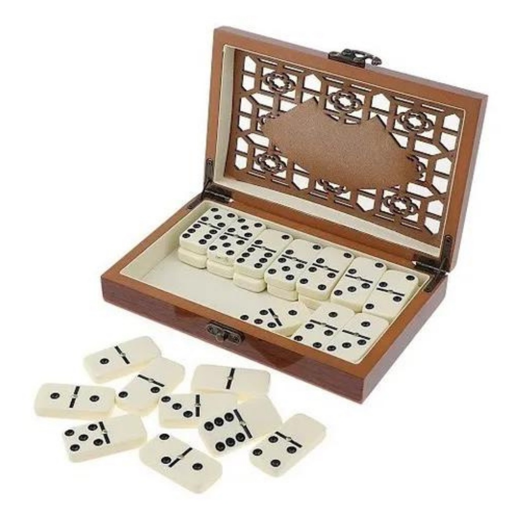 Jogo de Domino Profissional - 28 Peças + Caixa Luxo Madeira (BRINDE)