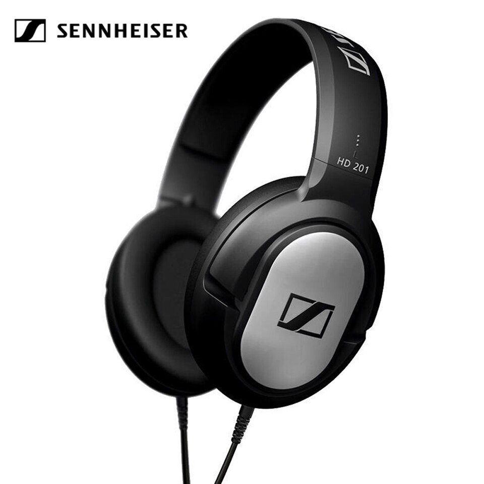 Sennheiser fone de ouvido hd201, fone de ouvido com fio de 3.5mm, redução de ruído, esportivo, para jogos, som estéreo para iphone/samsung, computador