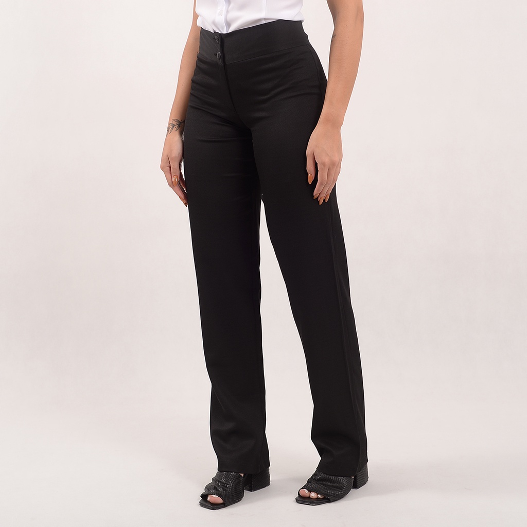 Calça social feminina uniforme preta com elastano recepcionista.