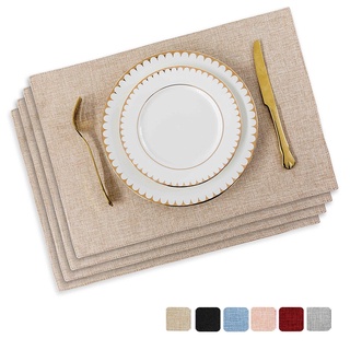 4/6pçs Jogo Americano De Linho De Mesa De Pano Resistente Ao Calor Lavável Antiderrapante Para Cozinha/Jantar/Casa