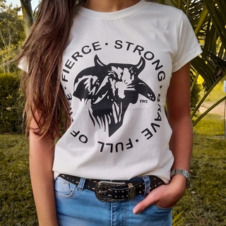 T-shirt country feminina cara de boi