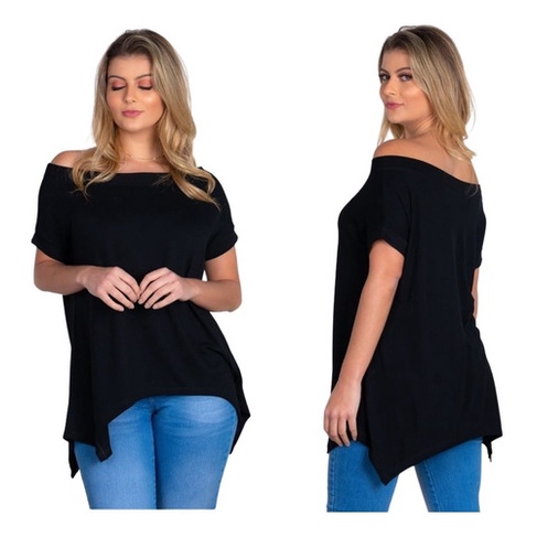 Blusa Ombro A Ombro Feminina Gola Canoa Soltinha Viscolycra PREMIUM do ...