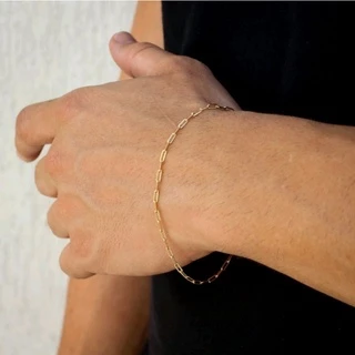 Pulseira Masculina Cartier Fina 20Cm Banhada Dourada Folheado A Ouro 18k