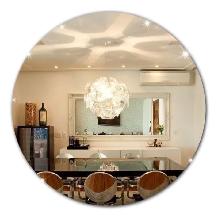 Espelho Decorativo Acrílico Redondo 40x40cm Decoração Sala Banheiro Pode ser aplicado Papel de parede