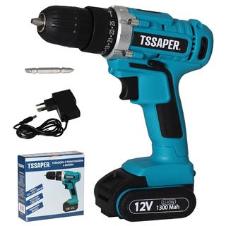 Furadeira Parafusadeira 3/8 Com Bateria 12v Tssaper Bivolt TPA12-3