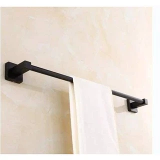 Porta Toalha de Banho 60cm Reto Preto Fosco Metal Inox Moderno Toalheiro Luxo Premium Alta Qualidade