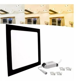 Kit 3 Plafon Embutir Quadrado Led 25w Painel Preto 30x30 Oferta