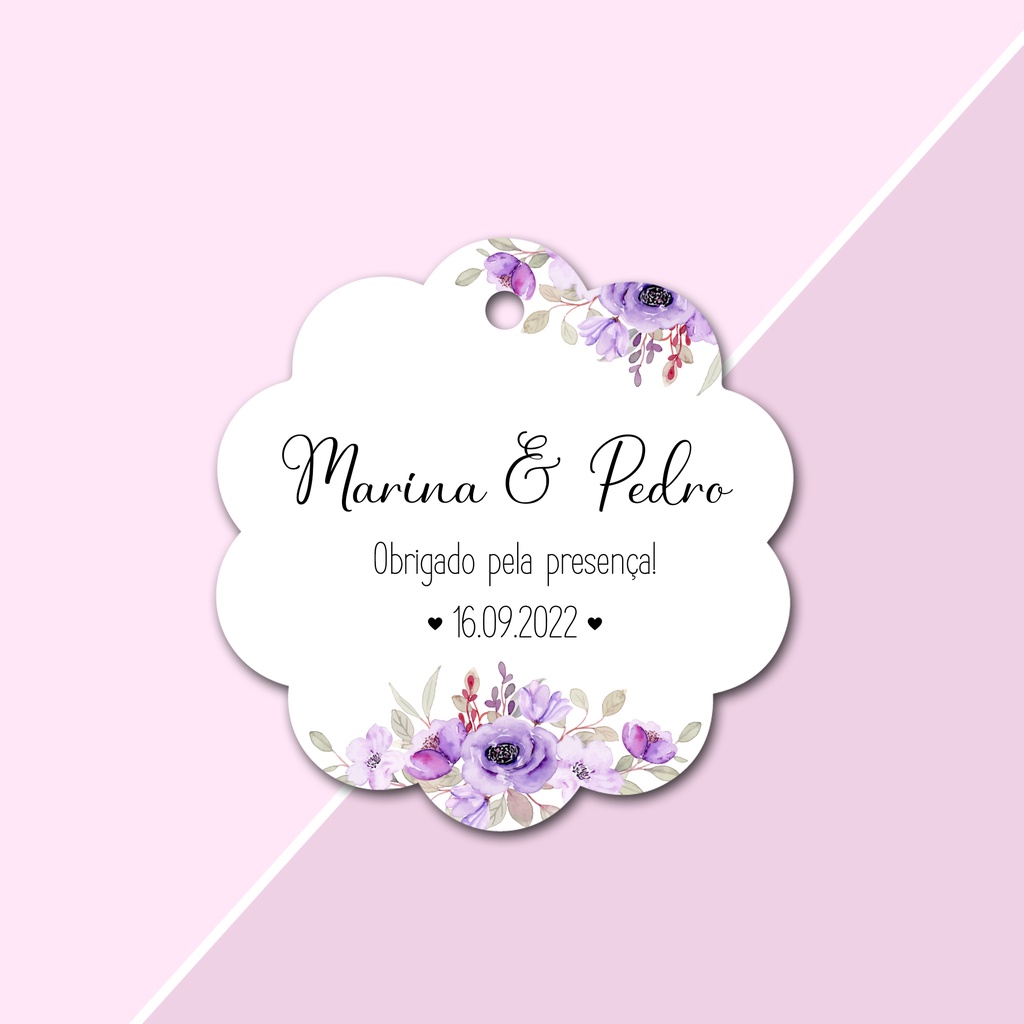100 Tags Personalizada Formato Flor Lembrancinha para Casamento ...