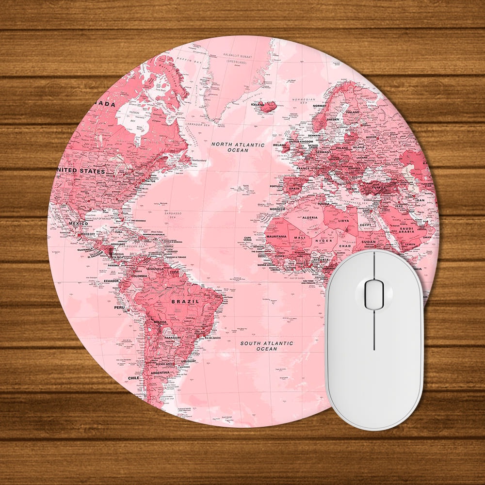 Mapa Mundi Mouse Pad Redondo Rosa Criativo | Shopee Brasil