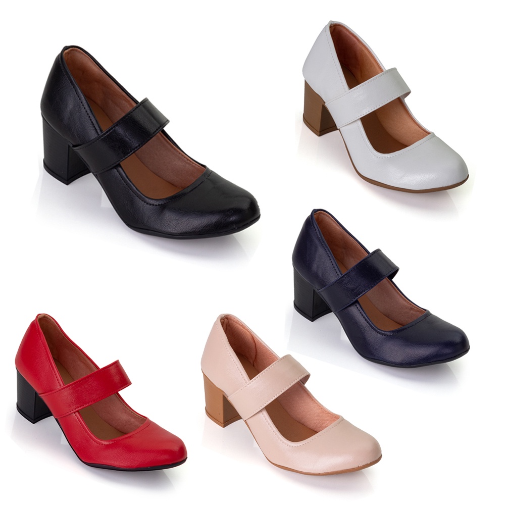 Scarpin boneca hot sale salto grosso