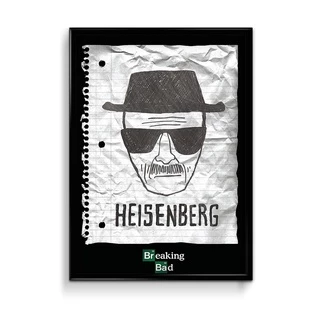 Quadro Decorativo Breaking Bad Heisenberg Desenho Walter White c/ Moldura 60x40cm p/Sala e Quarto