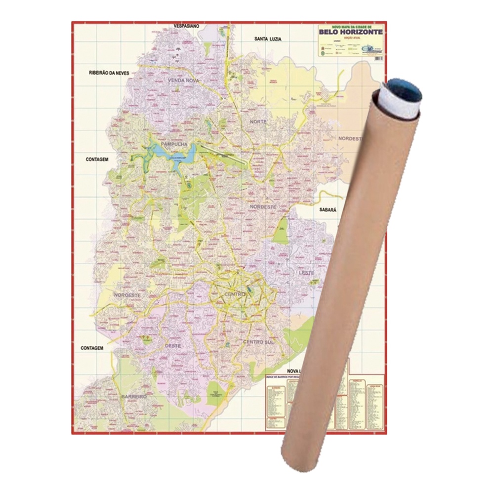 Mapa Belo Horizonte Enrolado Laminado Gigante 120x90cm - Atual | Shopee ...