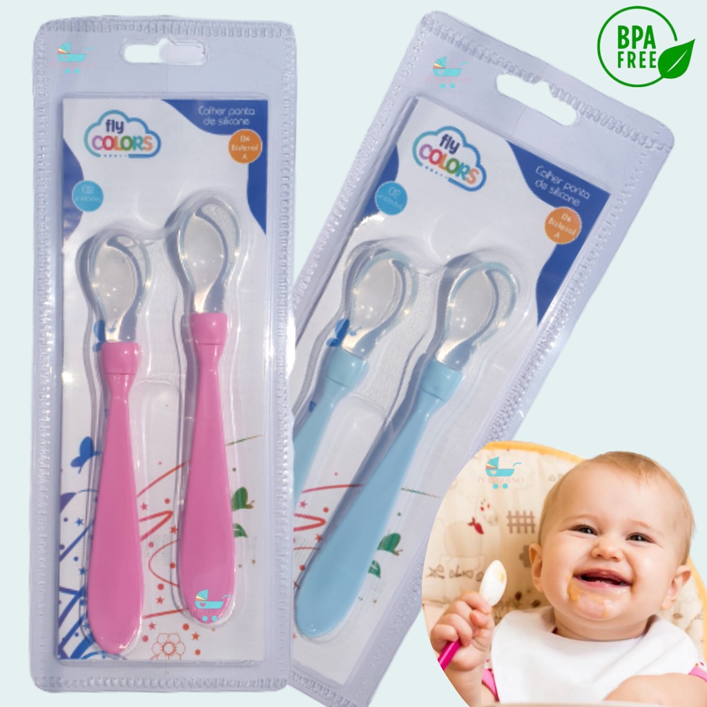Colher De Silicone Flexível Para Bebês Ponta Macia Introdução Alimentar ...