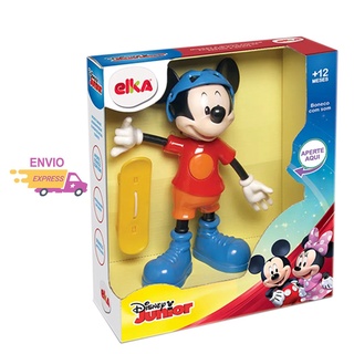 Boneco Mickey Radical com Skate Fala Frases Diferentes Série Brinquedos de Menino Original Disney 24cm Elka