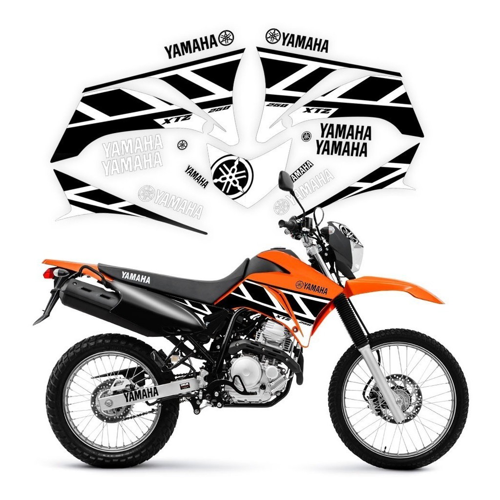 Jogo De Faixas Adesivo Yamaha Lander Laranja Limited 1