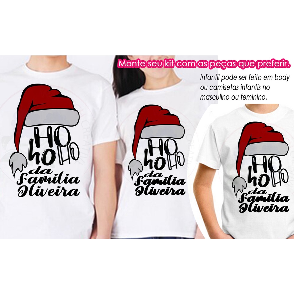 Camisetas Natal Família Personalizadas com o Sobrenome da Família - Monte  seu Kit Conjunto Camisetas Família Natalina