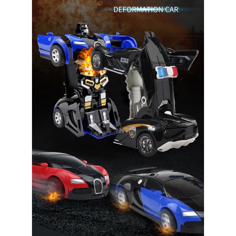 carrinho Robô Transformer Deformação De Impacto Bugatti Com Função Pull Back