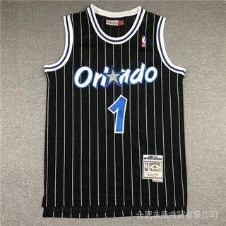Camisa Nba Orlando Magic No . 1 Hardway Listras Retrô Preto Malha 2020 Basquete