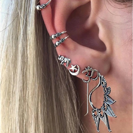 Kit com 7 Brincos Tribal Boho Chic Hippie