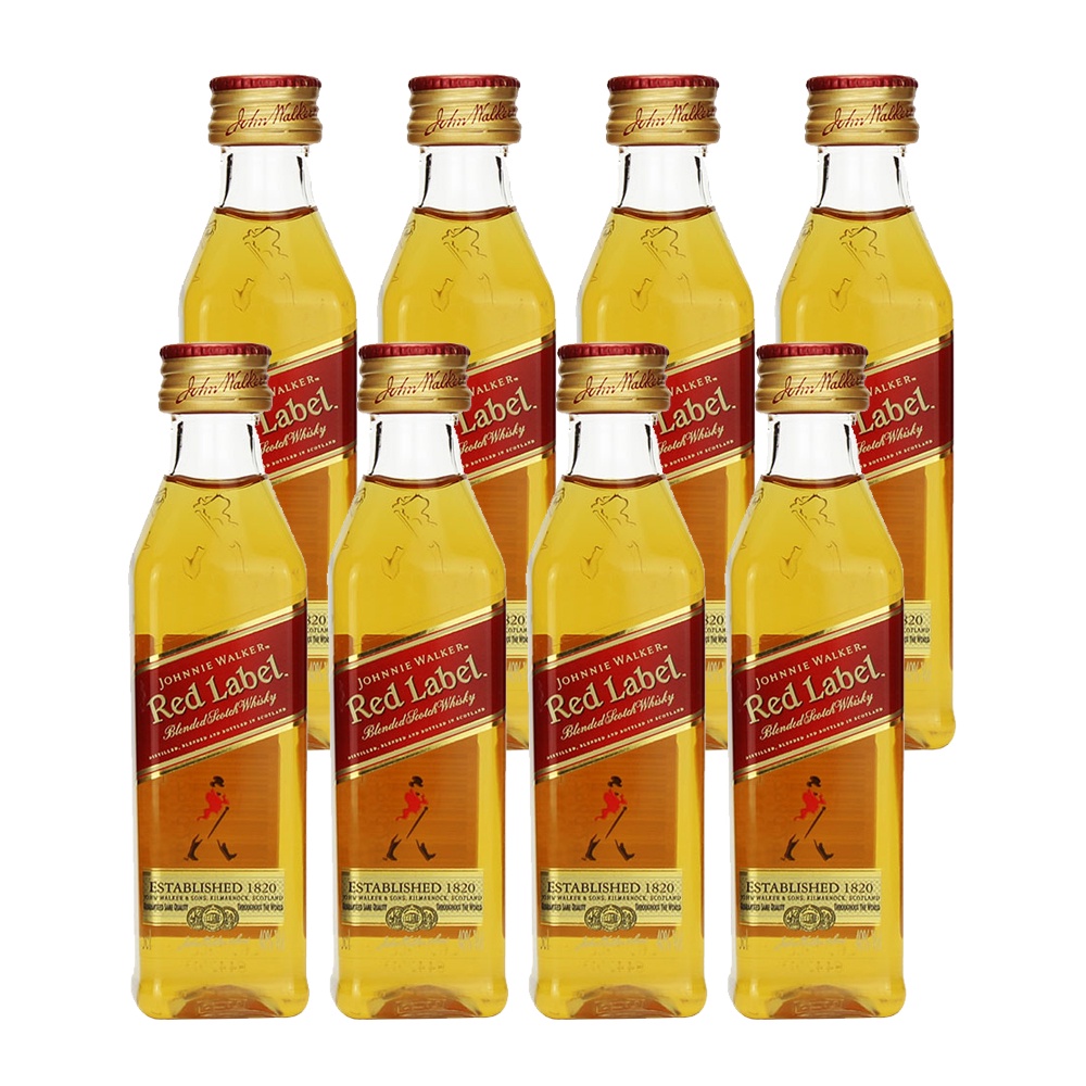 Pack 8 Un Mini Whisky Johnnie Walker Red Label 50ml | Shopee Brasil
