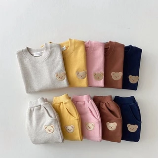 Roupas De Outono Bebê Meninos Meninas Calças De Moletom Urso 2 Peças Outfits