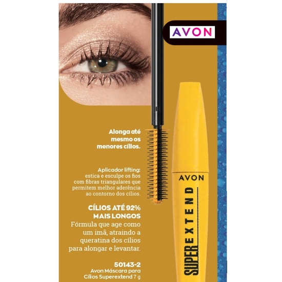 Mascara Rímel com efeito de 92% de alongamento SUPERExtend AVON ...