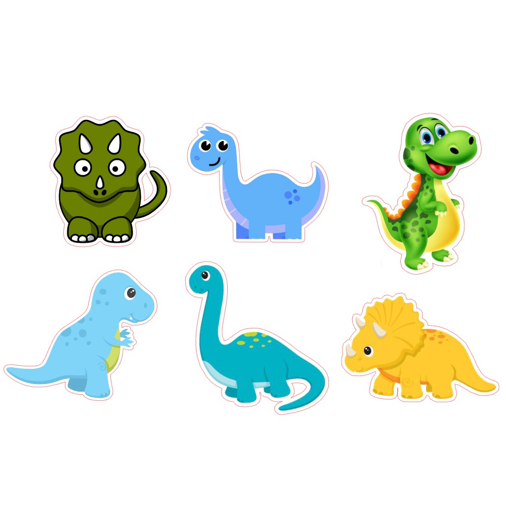 KIT DINOSSAURO BABY AQUARELA C/6 PEÇAS DECORAÇÃO DINOSSAURINHOS INFANTIL  DESENHO ENFEITE QUARTO FESTA MDF