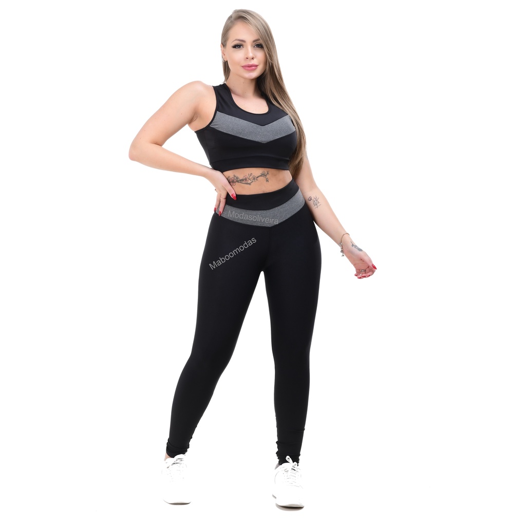 CONJUNTO CROPPED E LEGGING CROSS, FITNESS, LANÇAMENTO