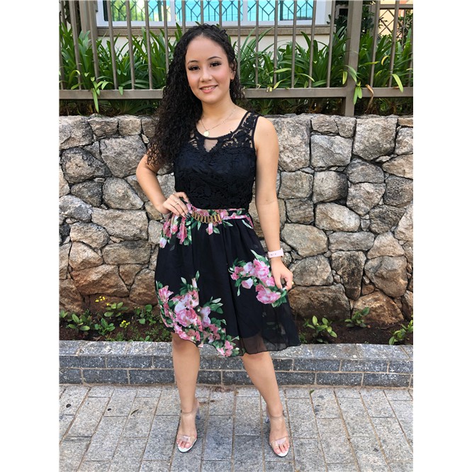 Vestido Feminino Moda Evangélica Midi Renda Festa Promoção