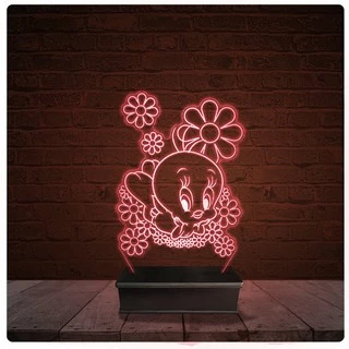 Abajur Luminária Acrílico Led - Piu-Piu Frajola 10